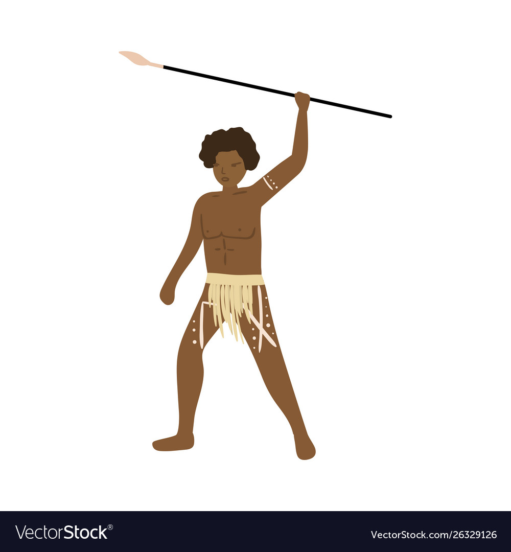 Aboriginal african warrior man with long metal Vector Image