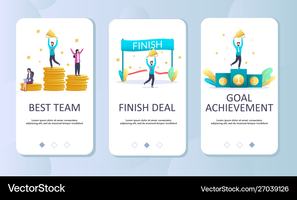 Achievements mobile app onboarding screens Vector Image
