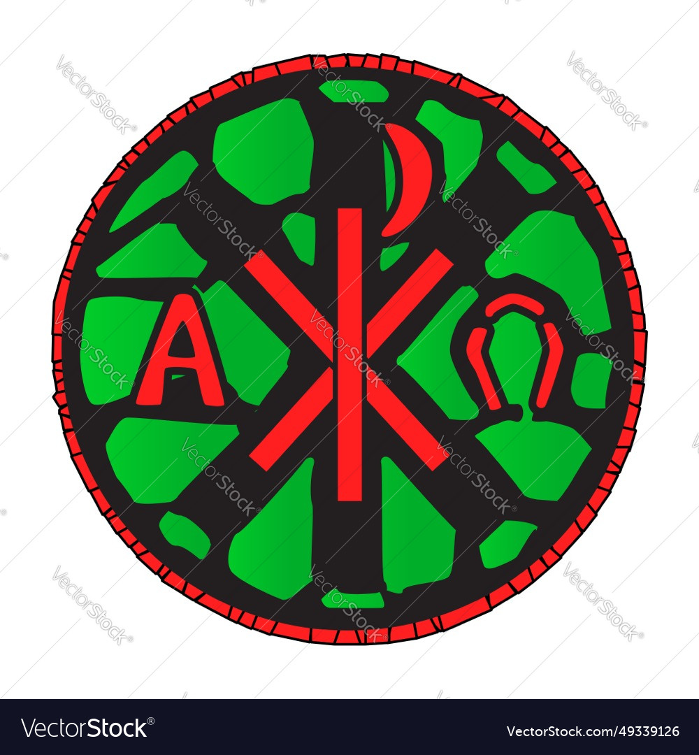 Alpha omega sign as a stain glass window Vector Image