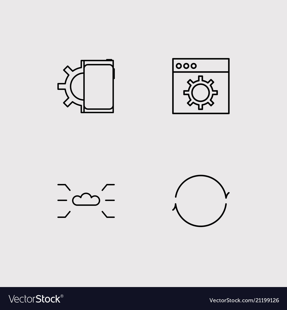 Data analytics simple linear icons set outlined