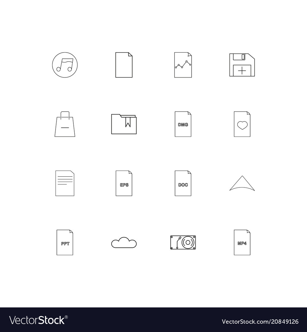 Files and folders sign linear thin icons set