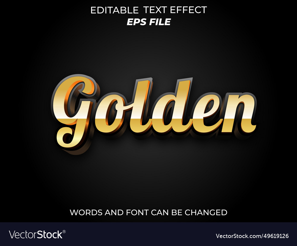 Golden text effect font editable typography 3d