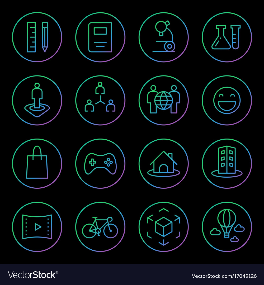 Gradient rounded line icons for virtual reality