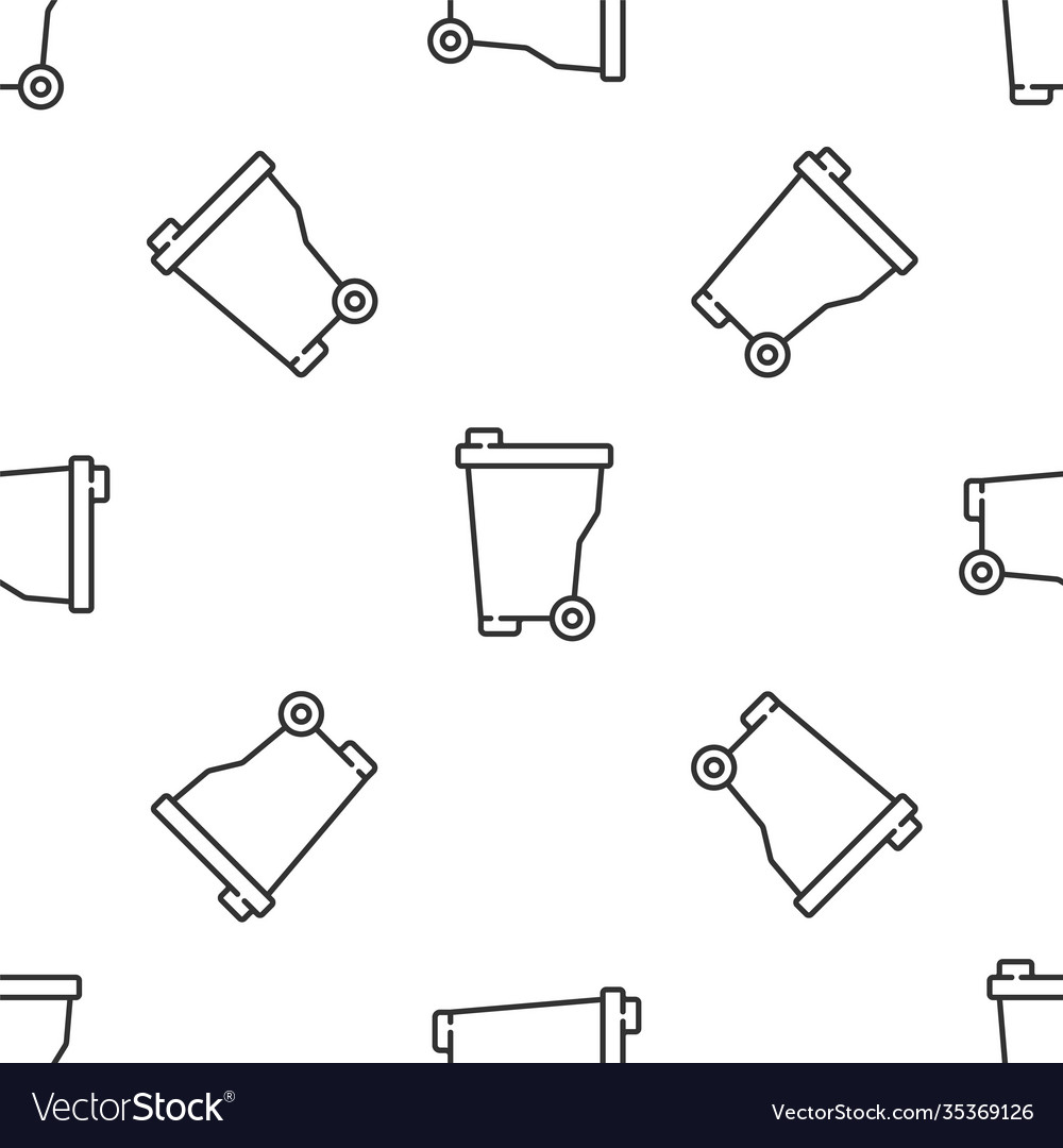 Grey line trash can icon isolated seamless pattern Vector Image Grey line trash can icon isolated seamless pattern