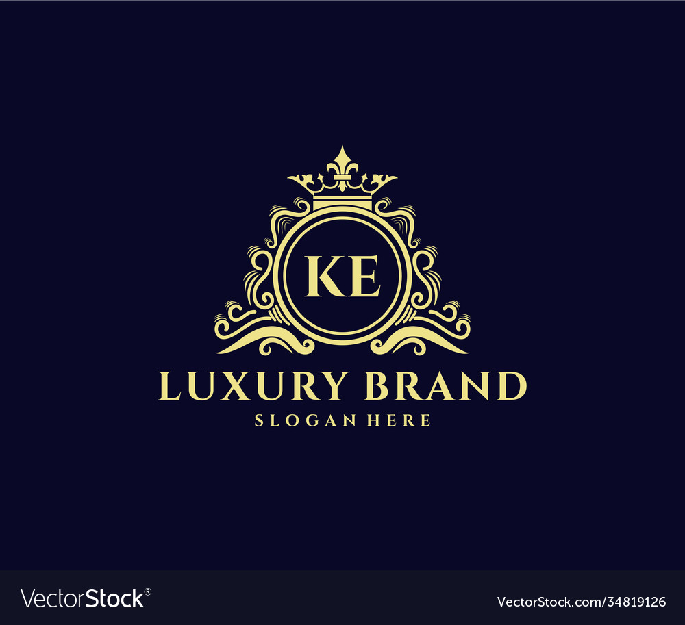 Ke initial letter gold calligraphic feminine Vector Image