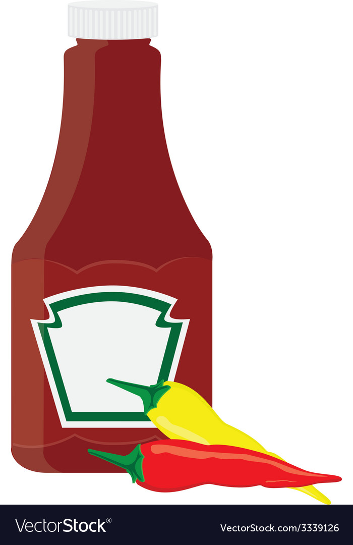 Ketchup bottle and chilli pepper Royalty Free Vector Image