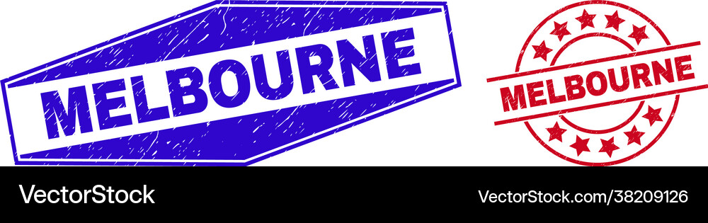 Melbourne rubber stamps in round and hexagon forms