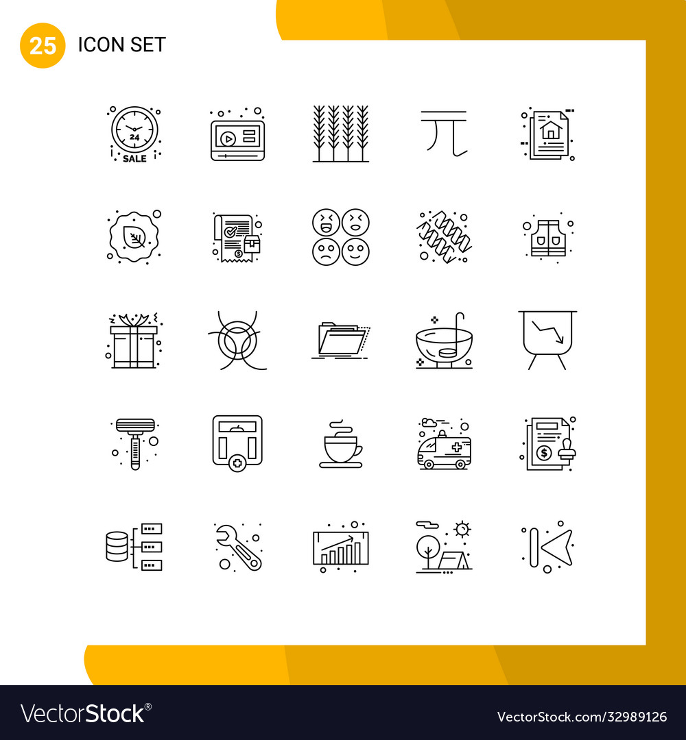 Modern set 25 lines and symbols such as data