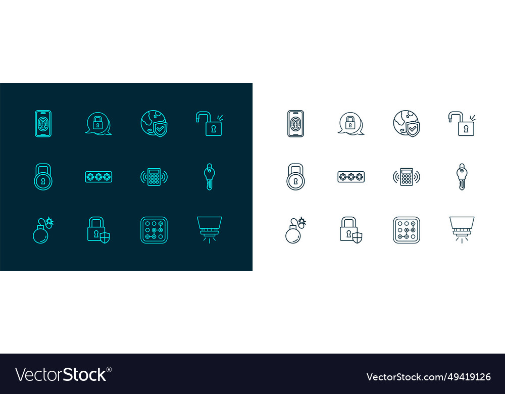 Set line open padlock shield security