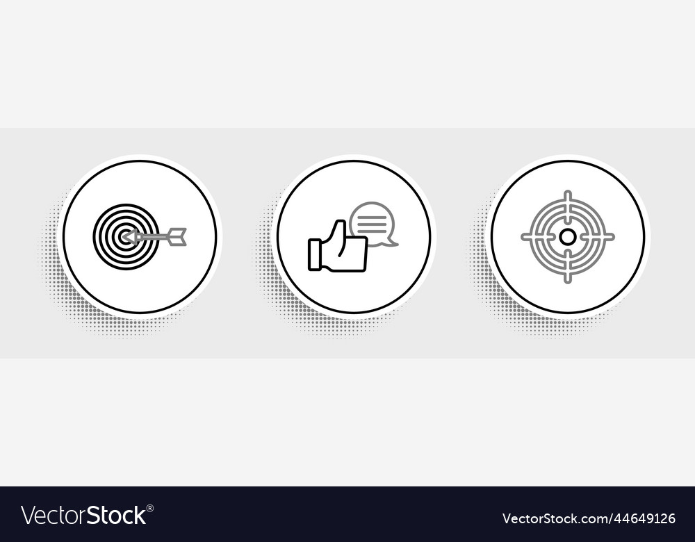 Set line target and customer product rating icon vector image Set line target and customer product rating icon