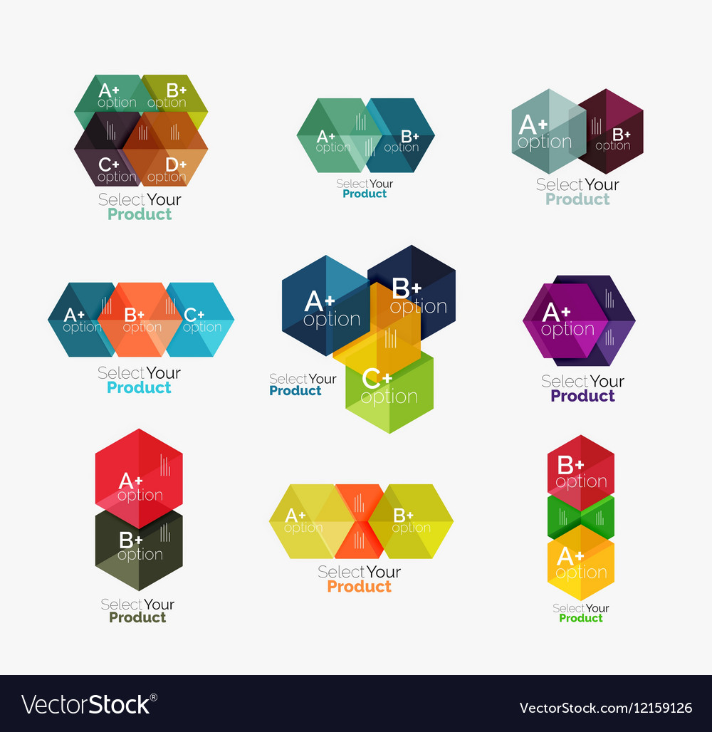 Set of business hexagon layouts with text