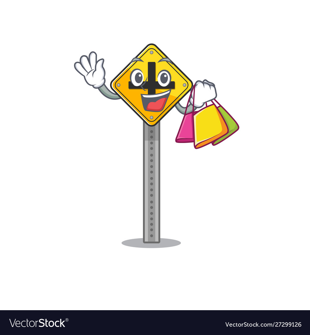 Shopping crossroad sign isolated in character Vector Image