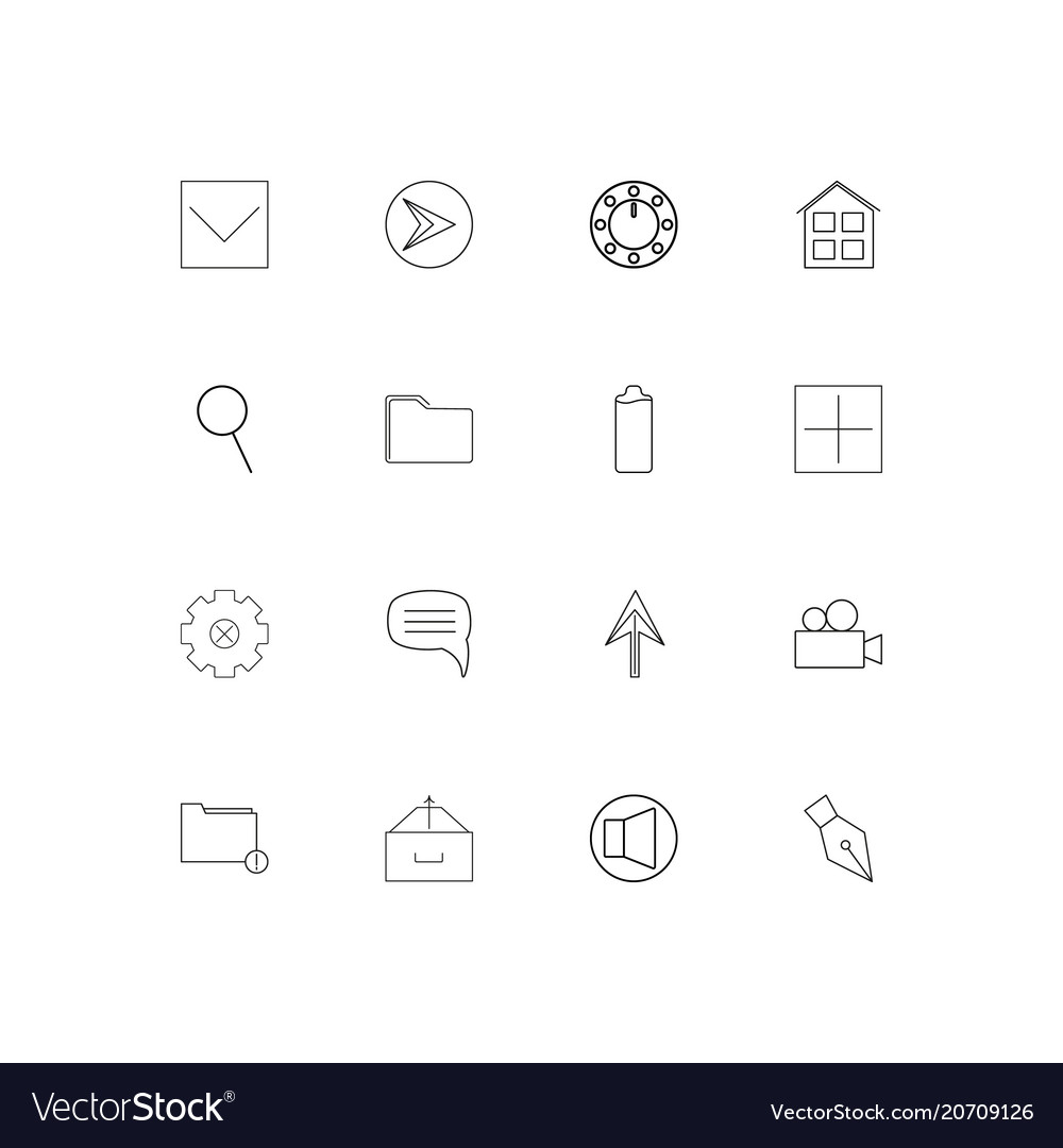 User interface simple linear icons set outlined
