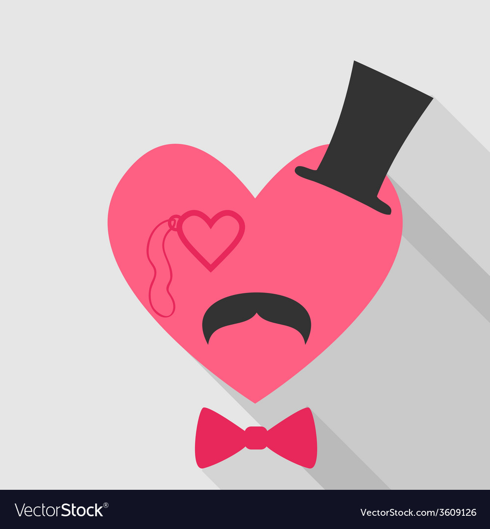 Valentines day card - with heart face mustache