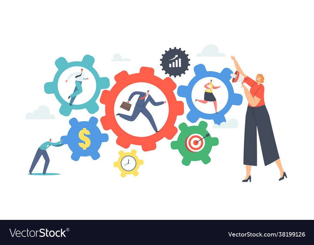 Working routine teamwork productivity efficiency vector image Working routine teamwork productivity efficiency