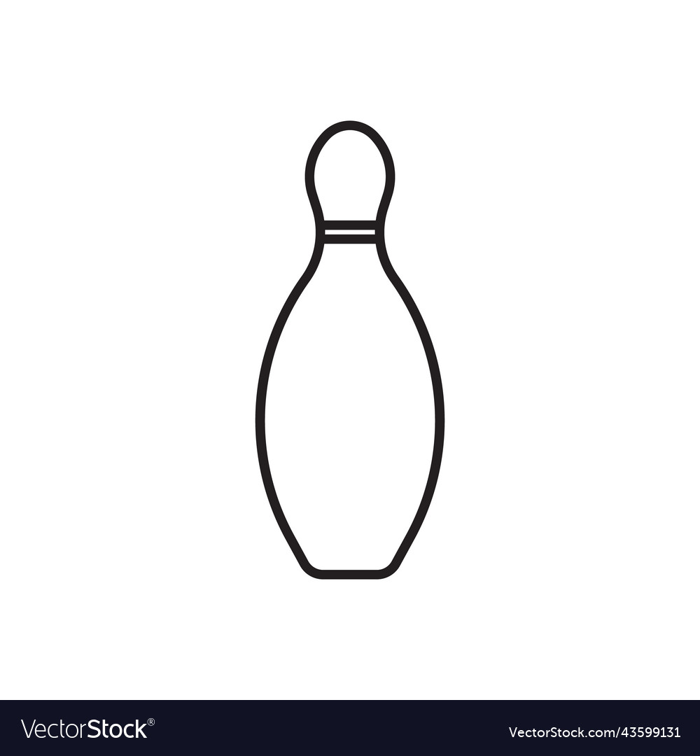 Black Bowling Pin Line Icon