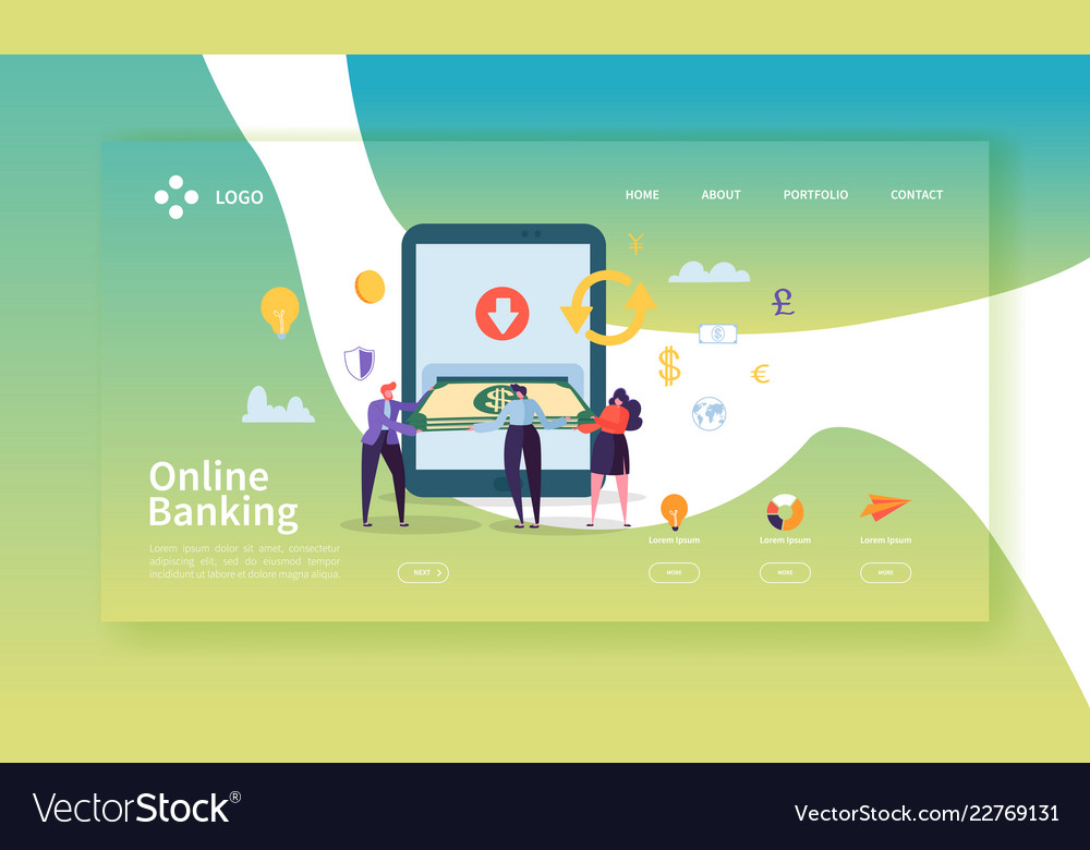 Online banking landing page mobile payment banner