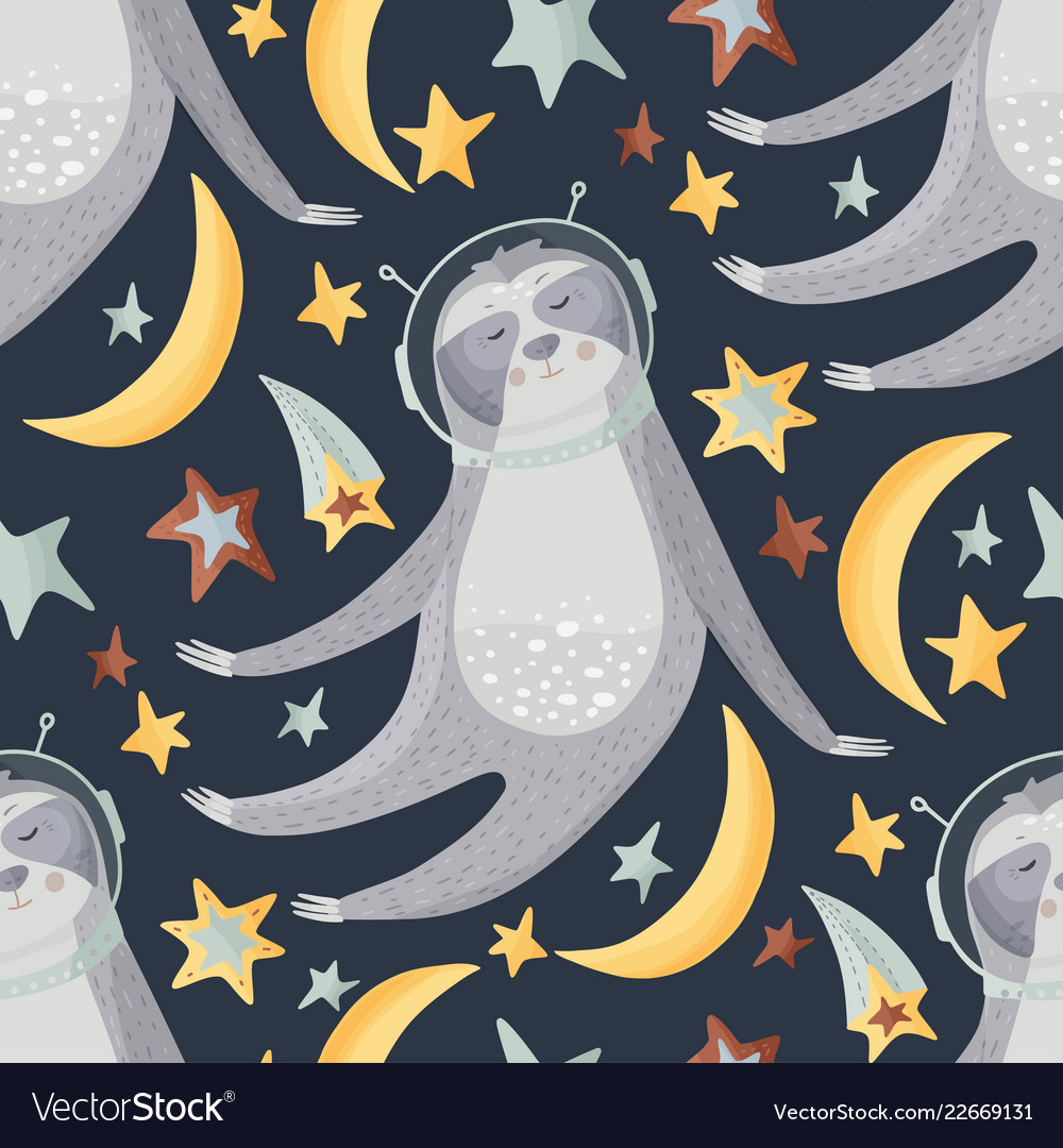 Seamless pattern with sloths in flat style Vector Image