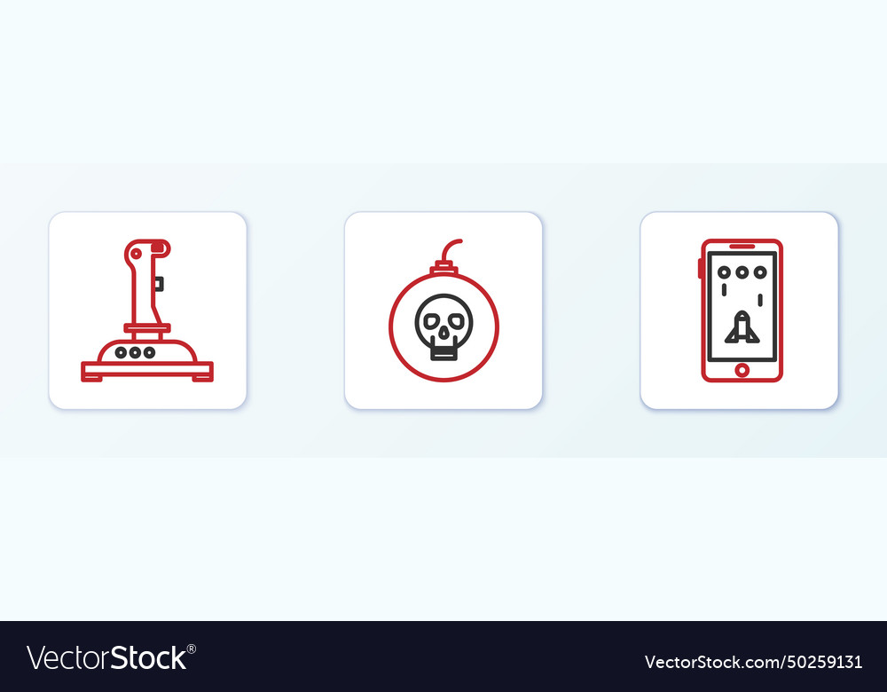 Set line mobile and playing in game joystick vector image Set line mobile and playing in game joystick