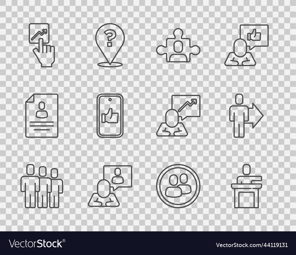 Set line users group speaker project team base vector image Set line users group speaker project team base