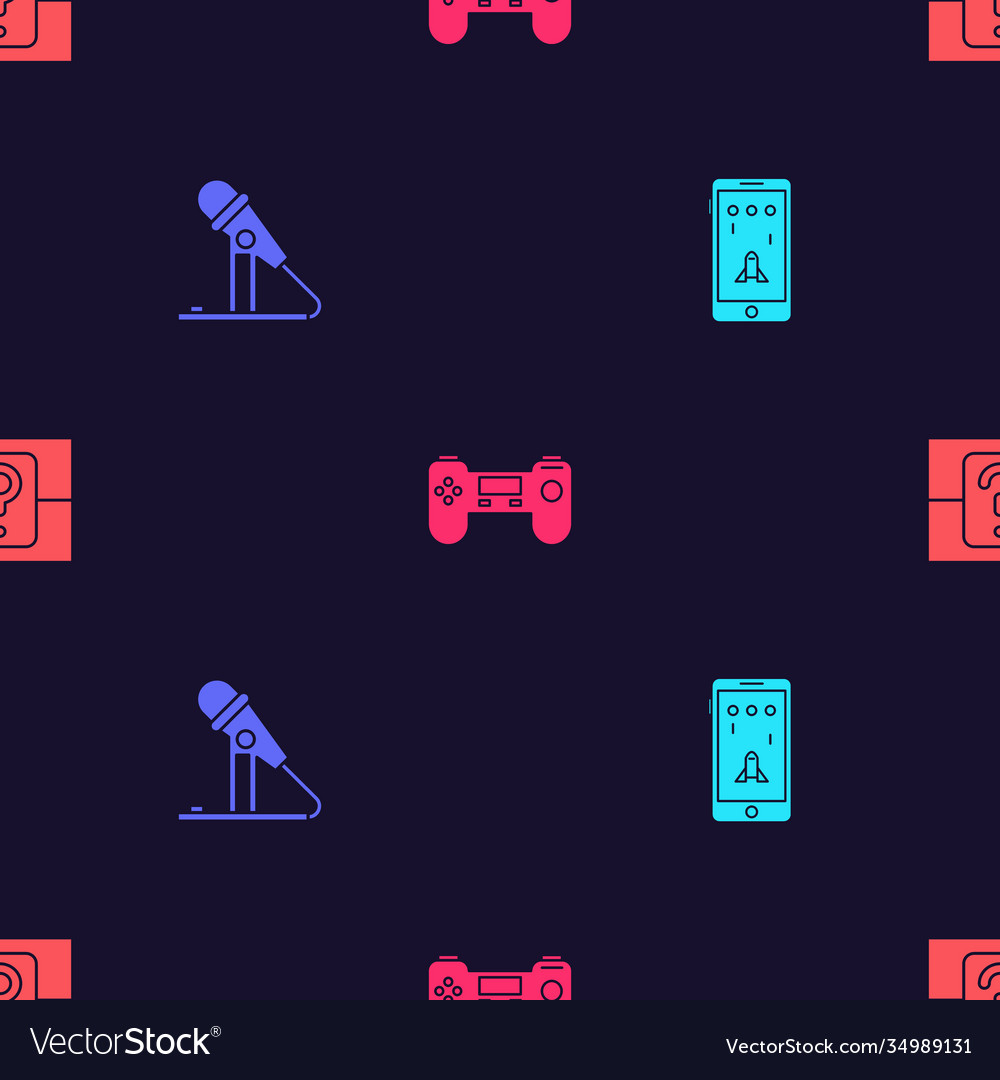 Set mobile and playing in game microphone vector image Set mobile and playing in game microphone