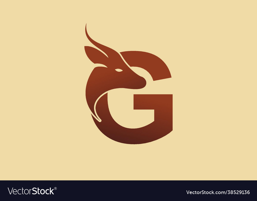 Brown color g initial letter with deer head Vector Image