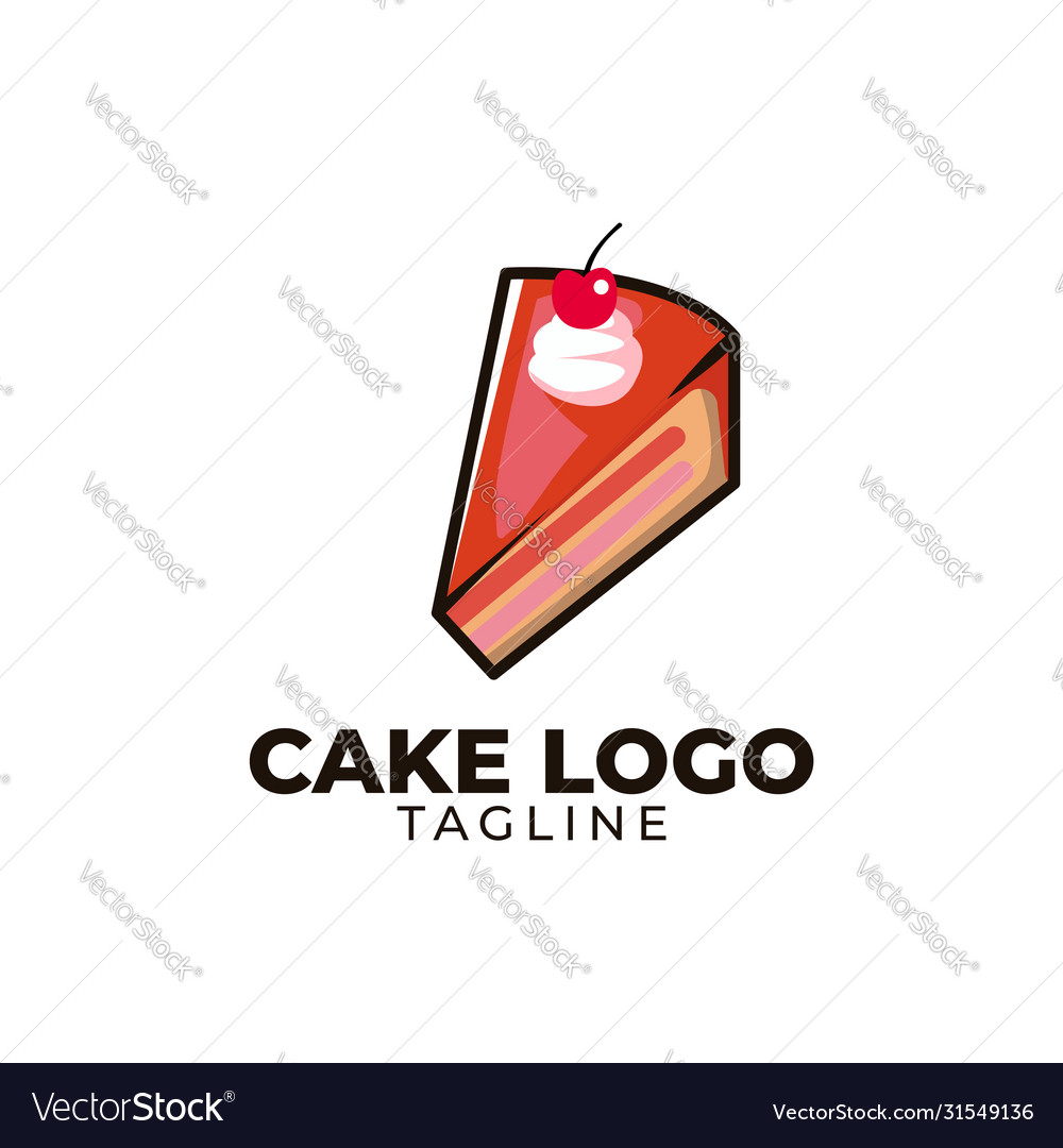 Cake cute cartoon logo template Royalty Free Vector Image