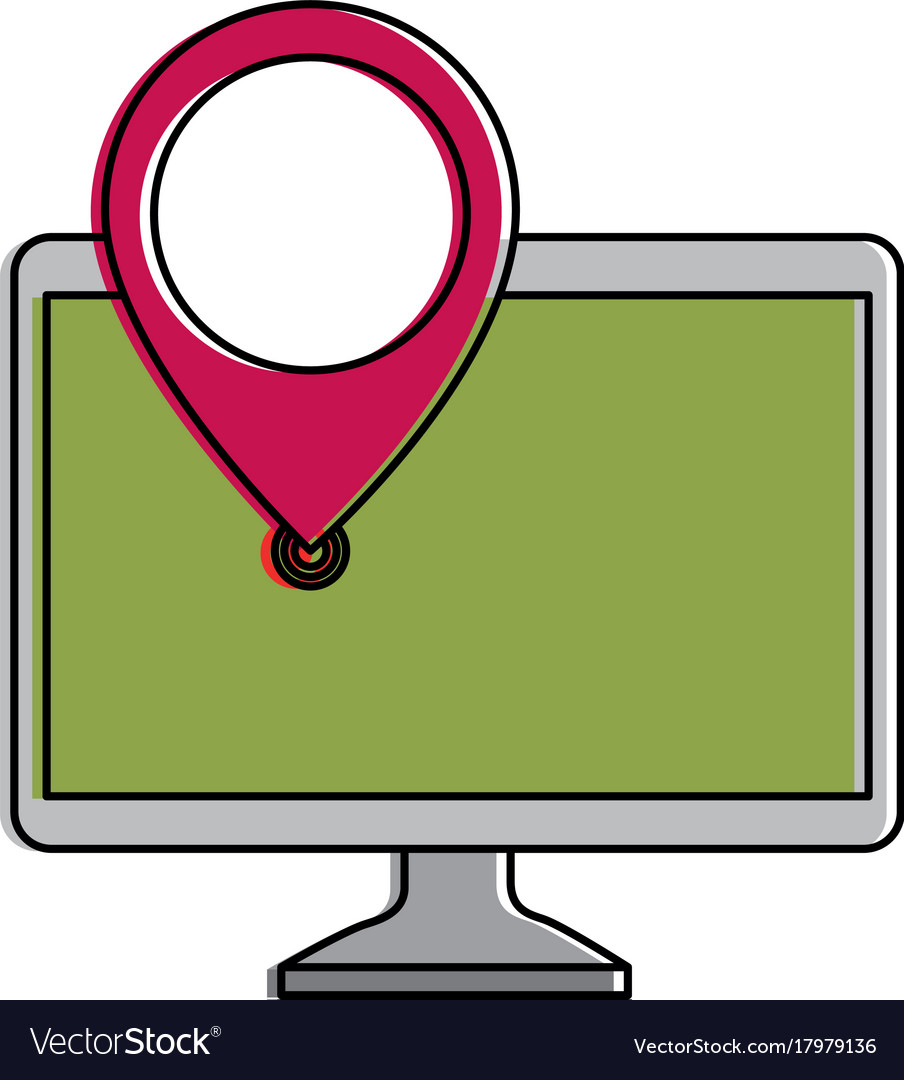 Computer with pointer location isolated icon