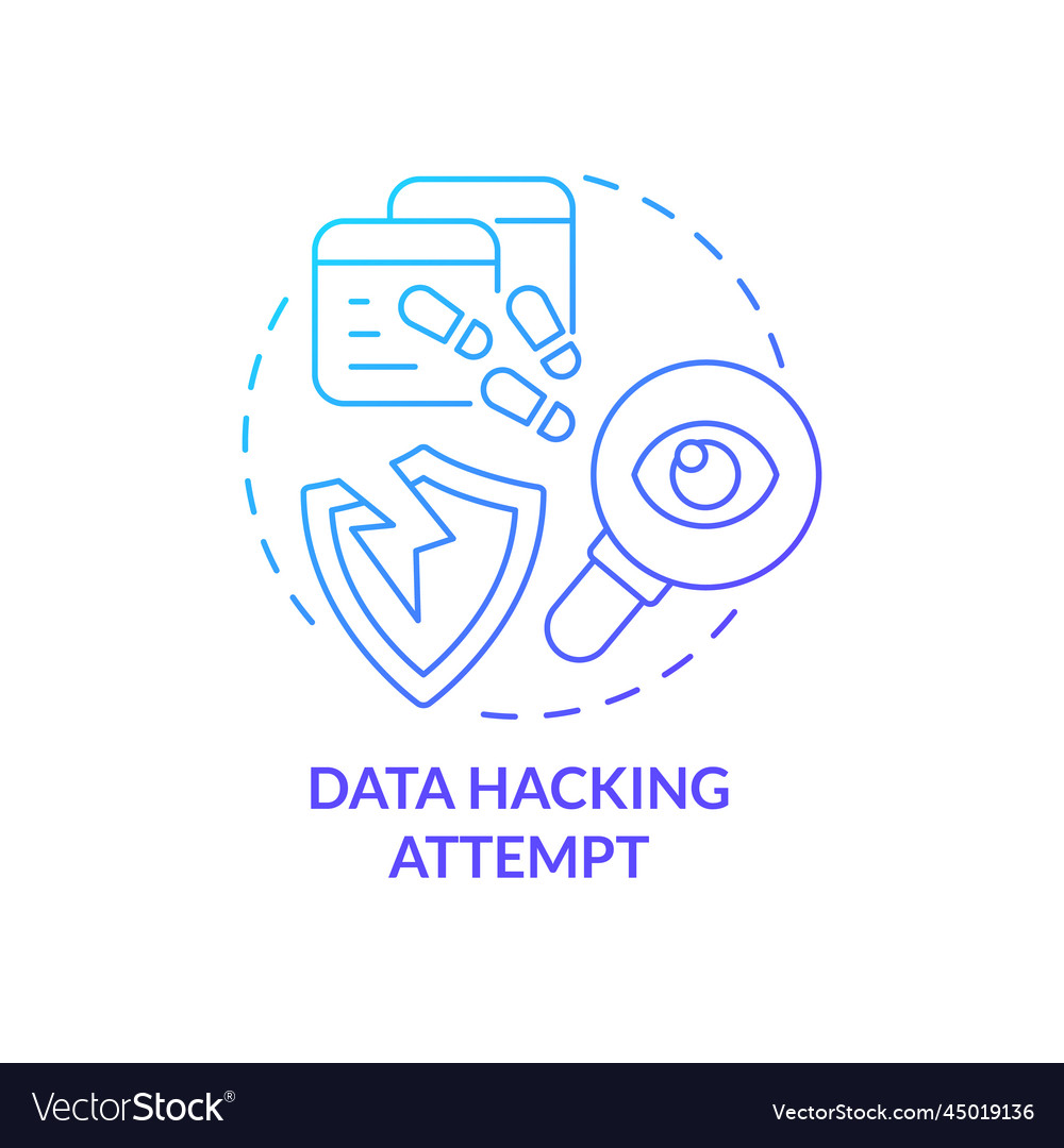 Data hacking attempt blue gradient concept icon vector image Data hacking attempt blue gradient concept icon