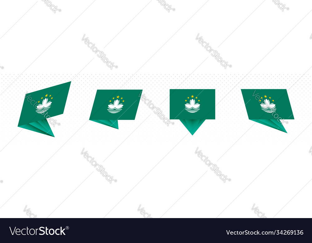 Flag macau in modern abstract design set