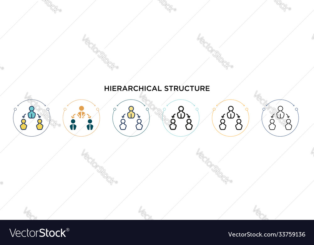 Hierarchical structure icon in filled thin line