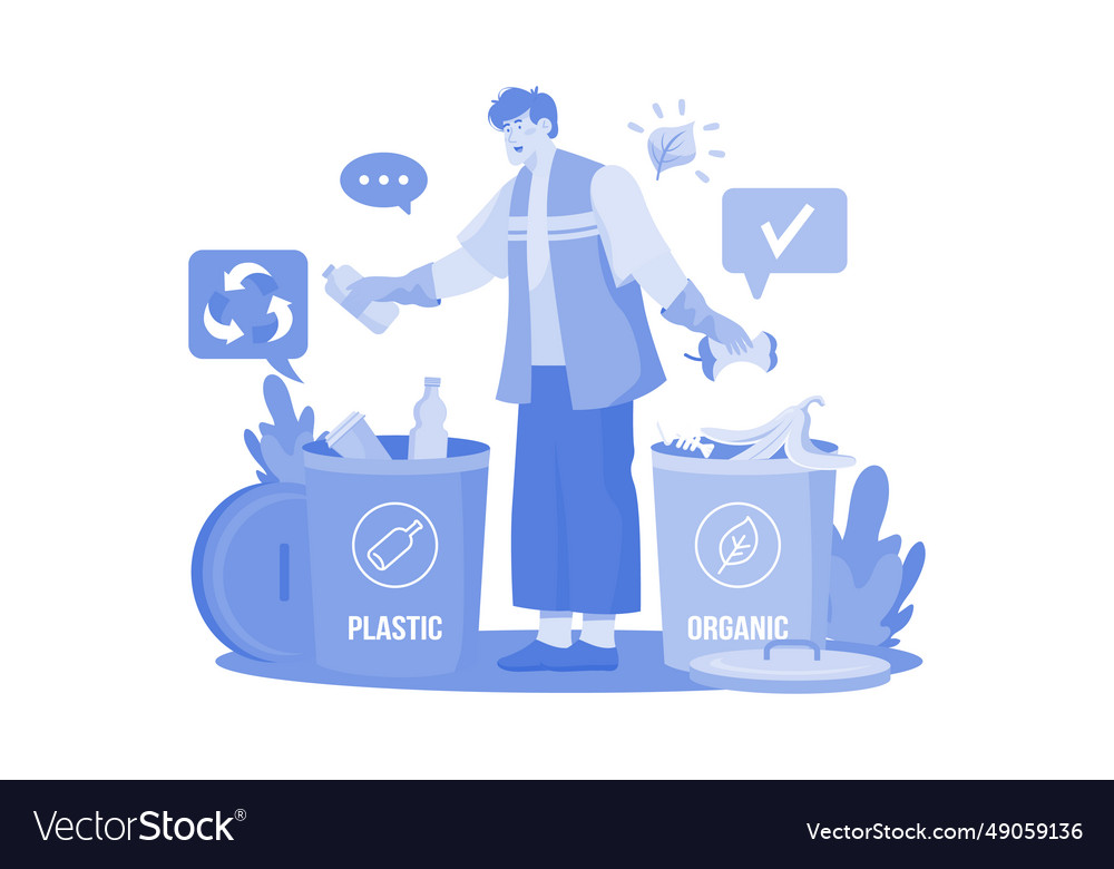 Man is sorting the garbage Vector Image Man is sorting the garbage
