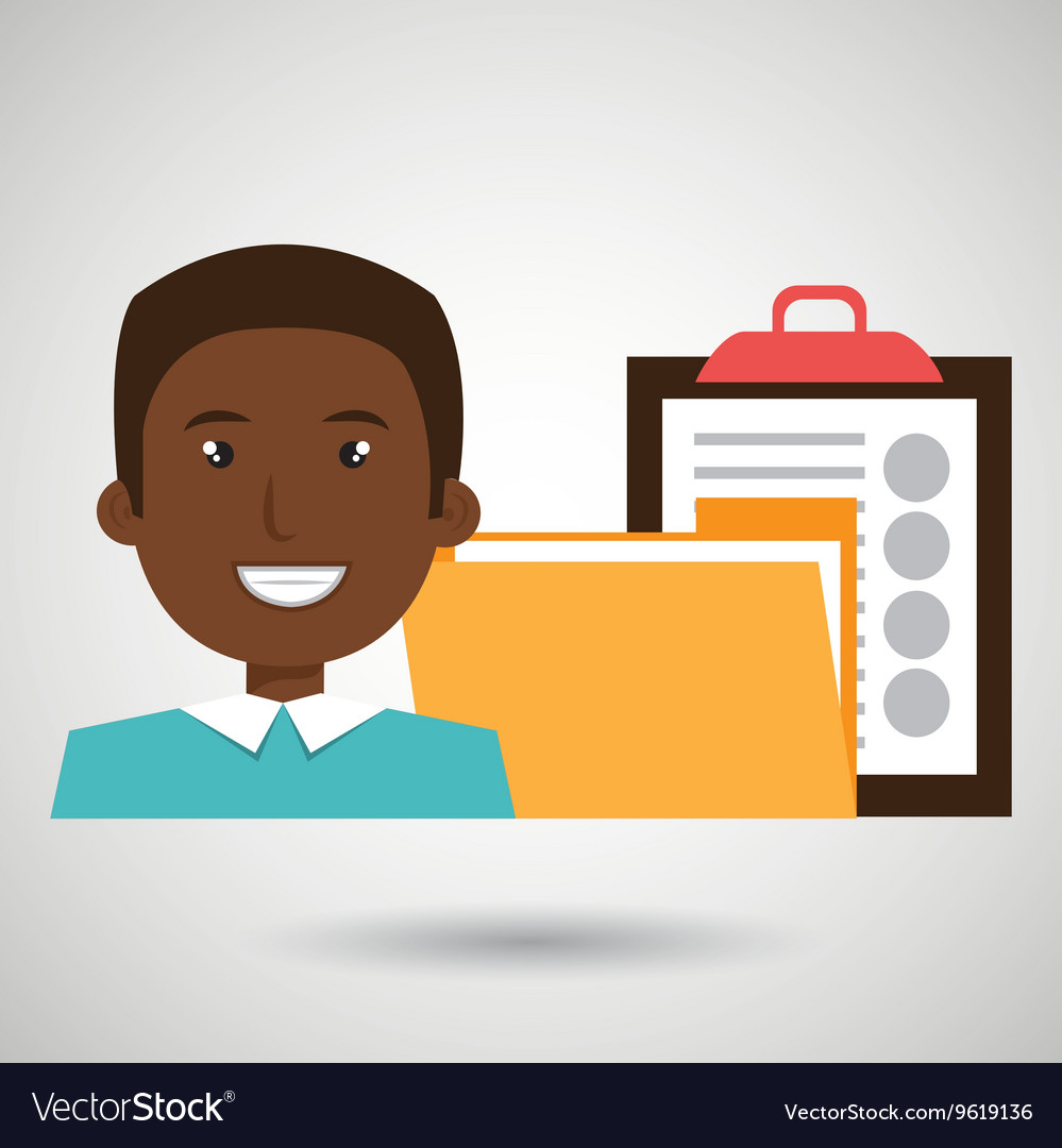 Man with folder and clipboard isolated icon design