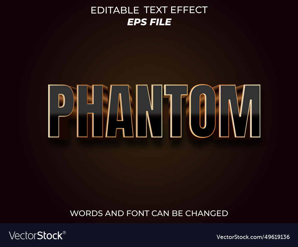 Phantom text effect font editable typography 3d