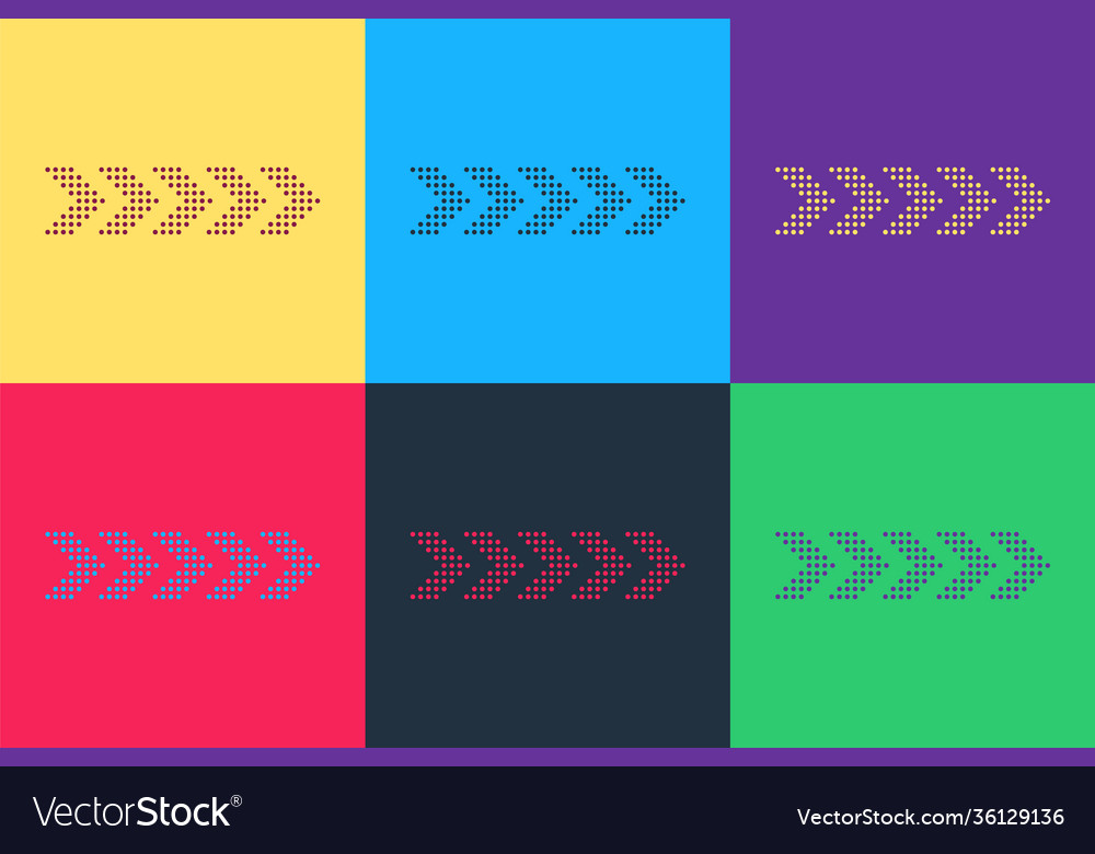 Pop art dots arrow icon isolated on color vector image Pop art dots arrow icon isolated on color