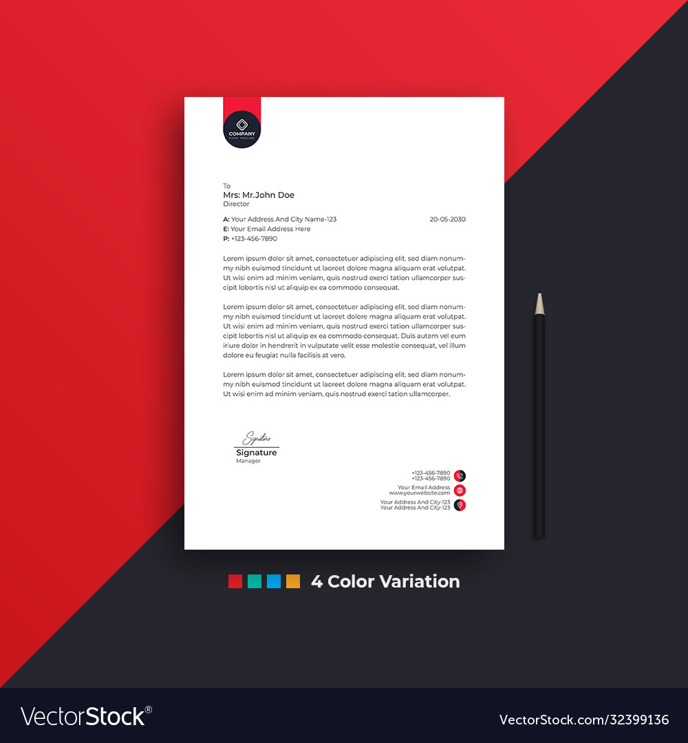 Professional creative business letterhead design Vector Image