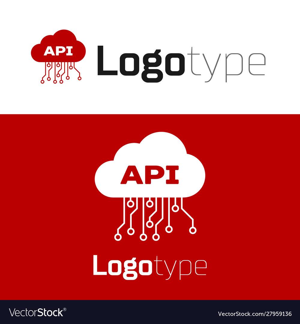 Red cloud api interface icon isolated on white Vector Image Red cloud api interface icon isolated on white