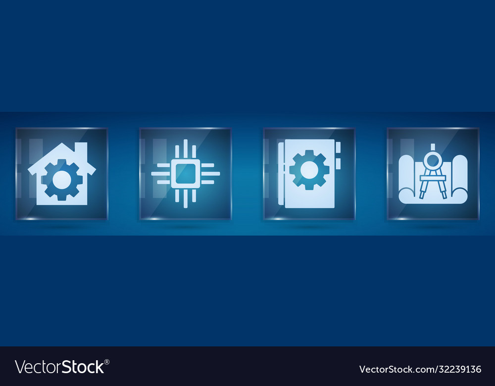 Set house with gear processor microcircuits vector image Set house with gear processor microcircuits