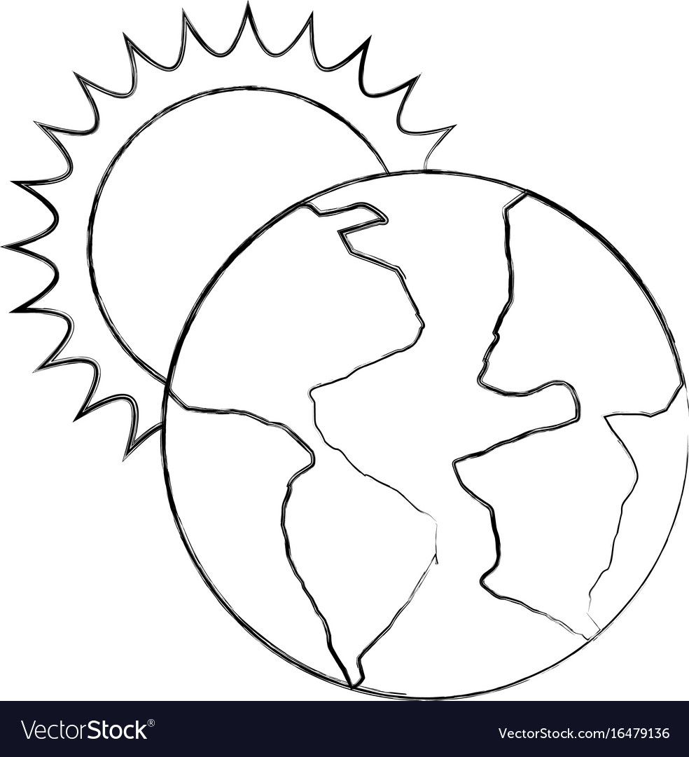 World planet earth with sun Royalty Free Vector Image