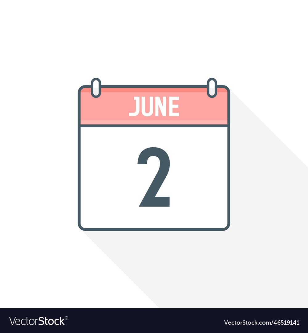 2nd june calendar icon june 2 calendar date month Vector Image