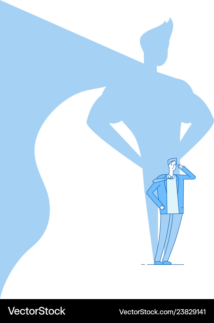 Businessman with superhero shadow strong man Vector Image