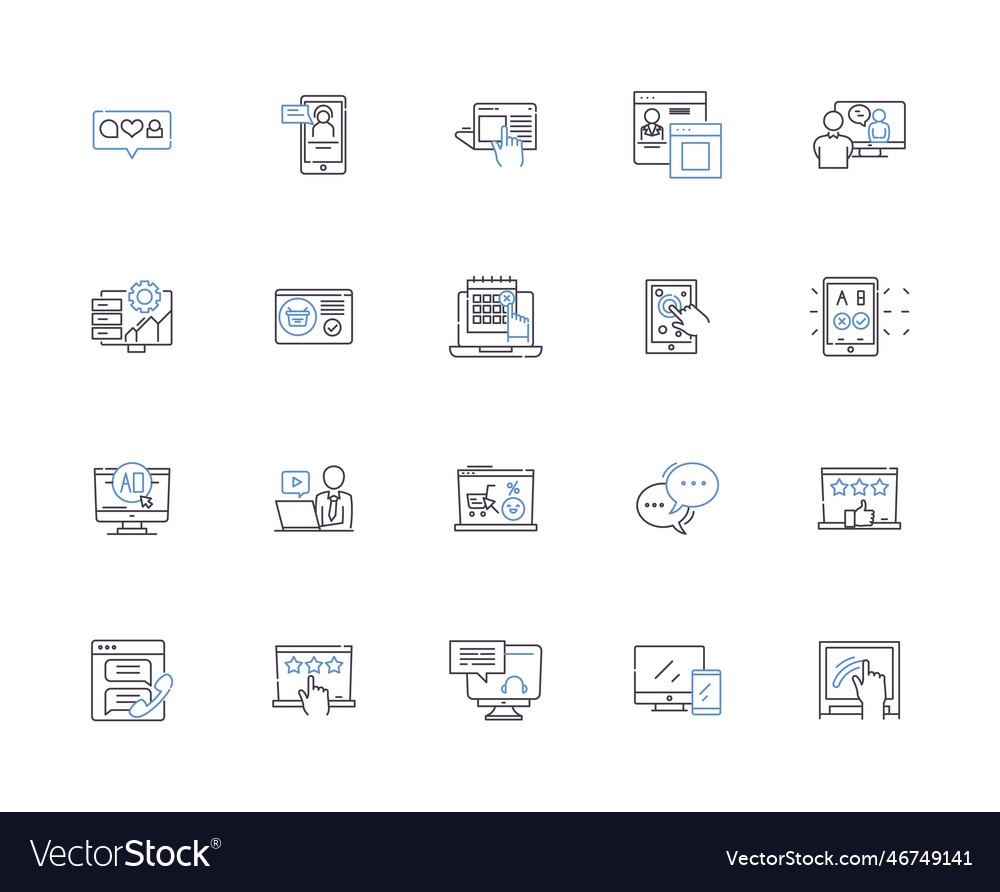 Cloud computing outline icons collection vector image Cloud computing outline icons collection