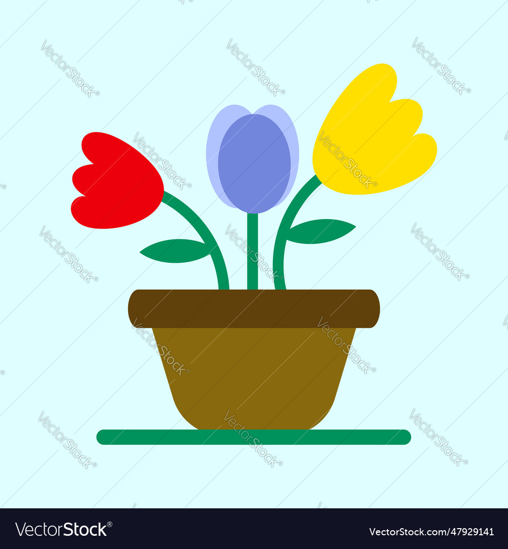 Colorful tulip flowpot