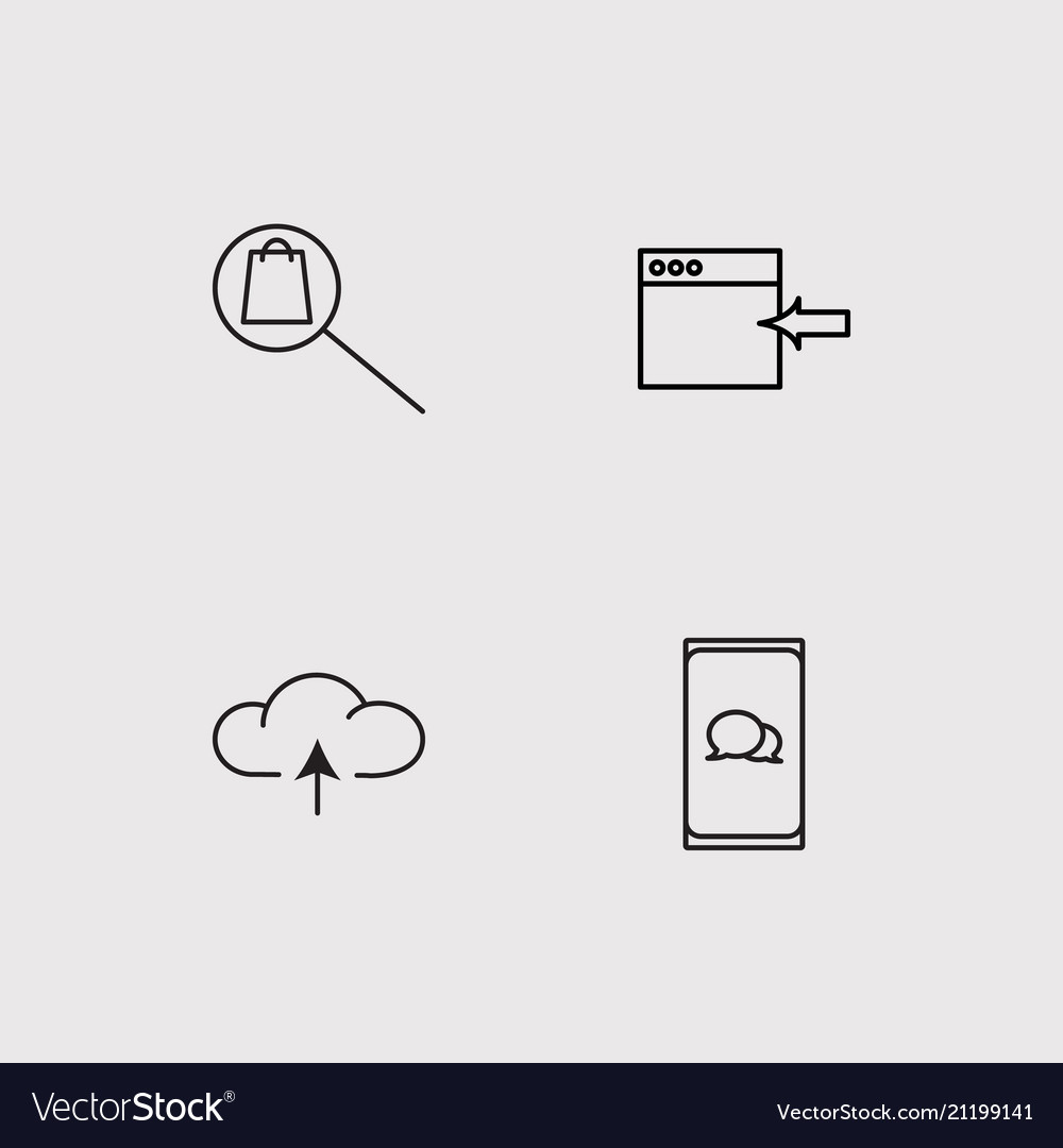 Data analytics simple linear icons set outlined
