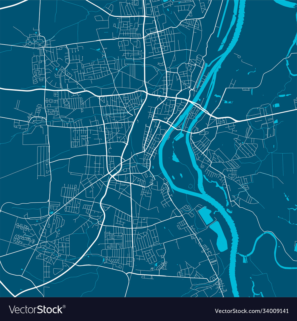 Detailed map magdeburg city linear print Vector Image