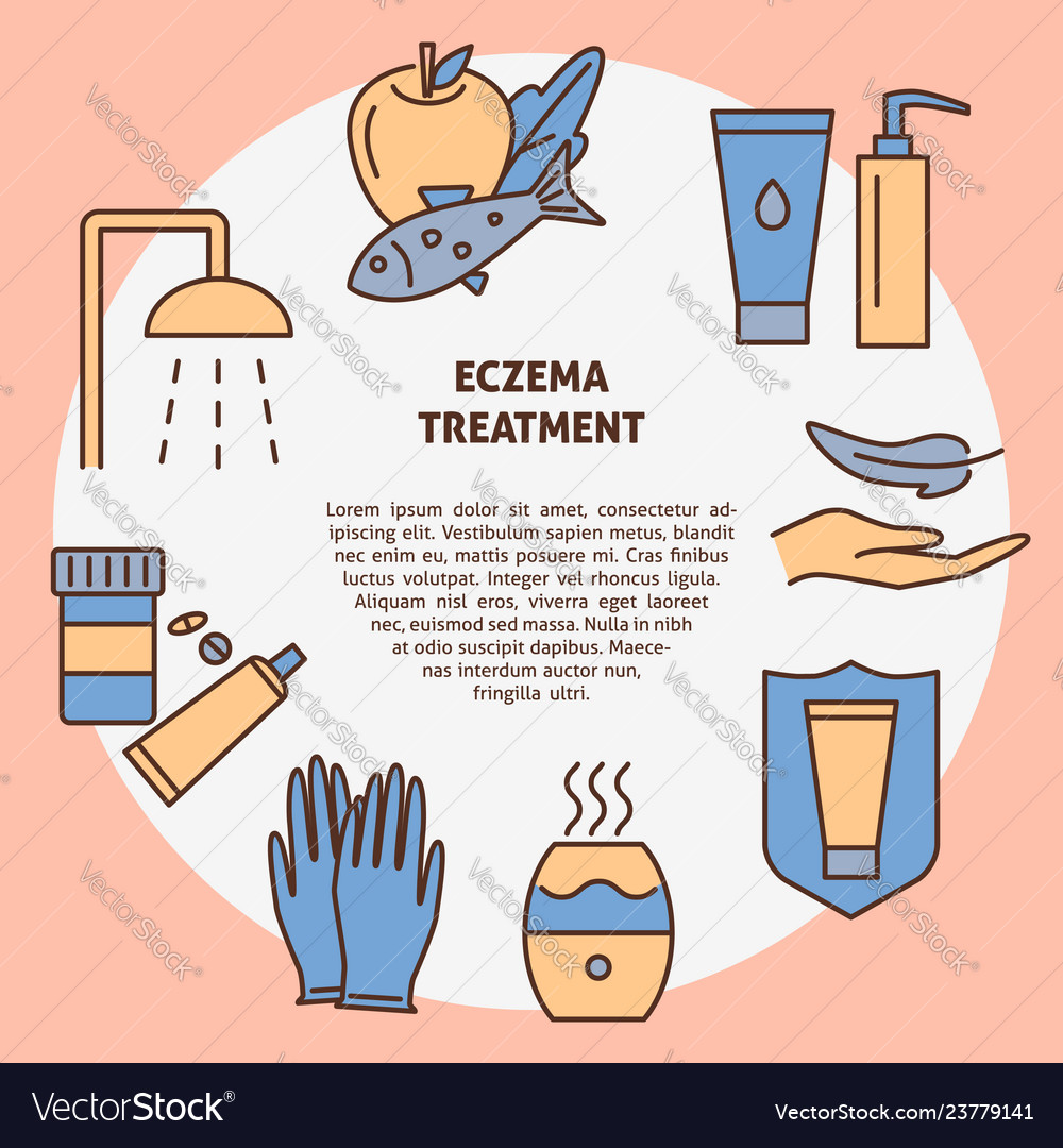 Eczema treatment round concept banner in line Vector Image