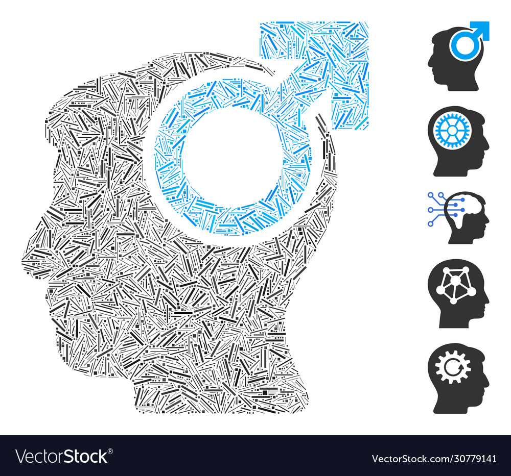 Linear intellect potency icon mosaic vector image Linear intellect potency icon mosaic