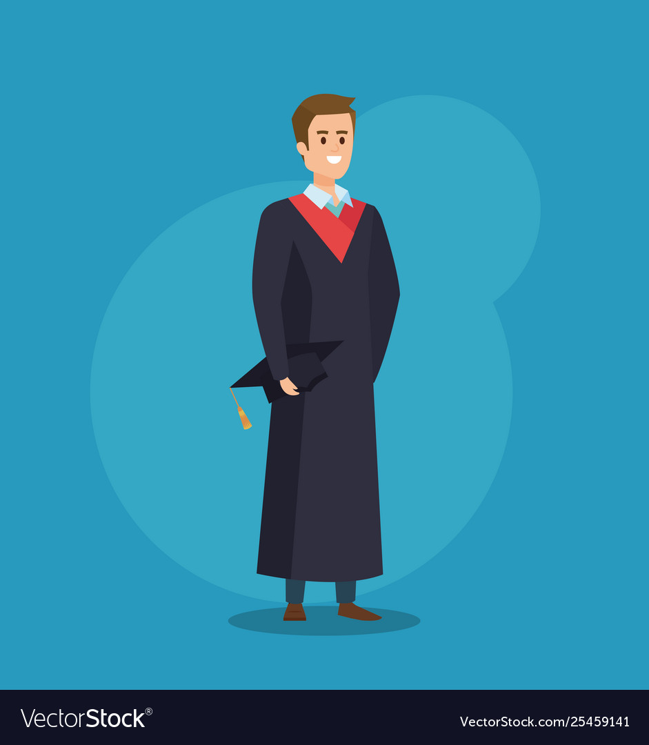 Man univerity graduation with rope and cap Vector Image