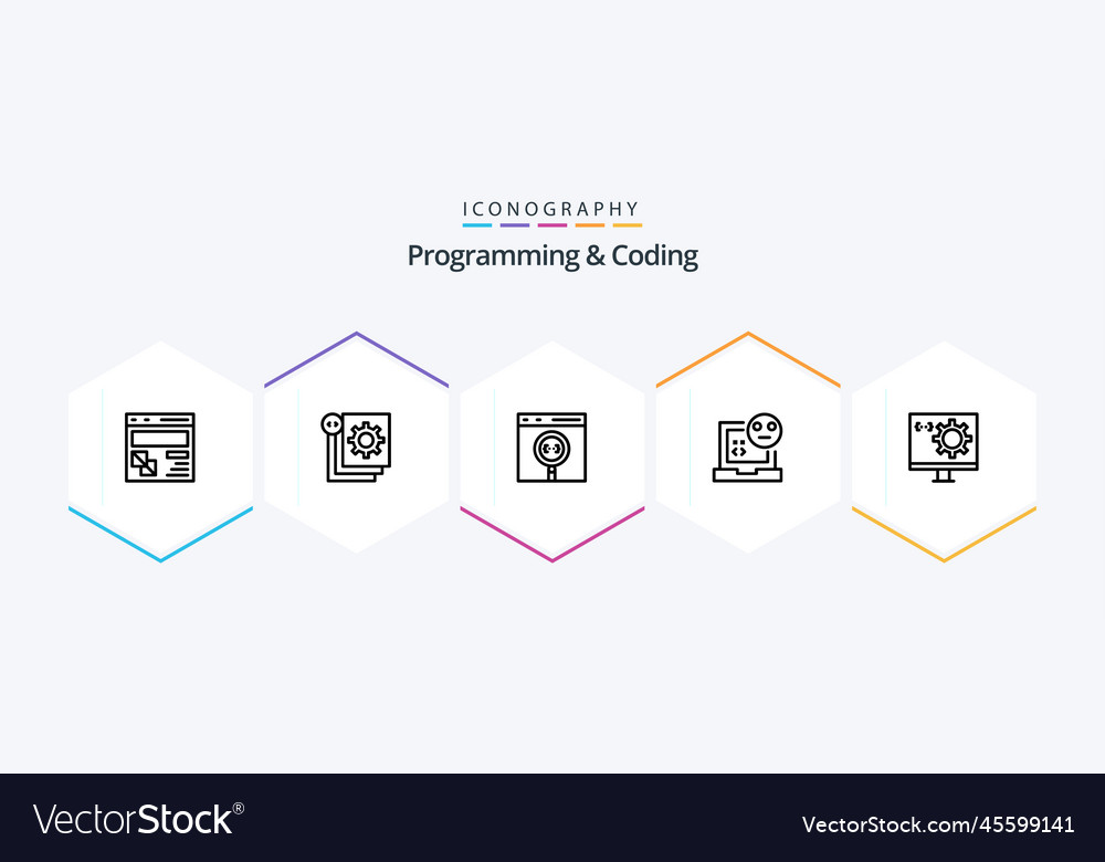 Programming and coding 25 line icon pack