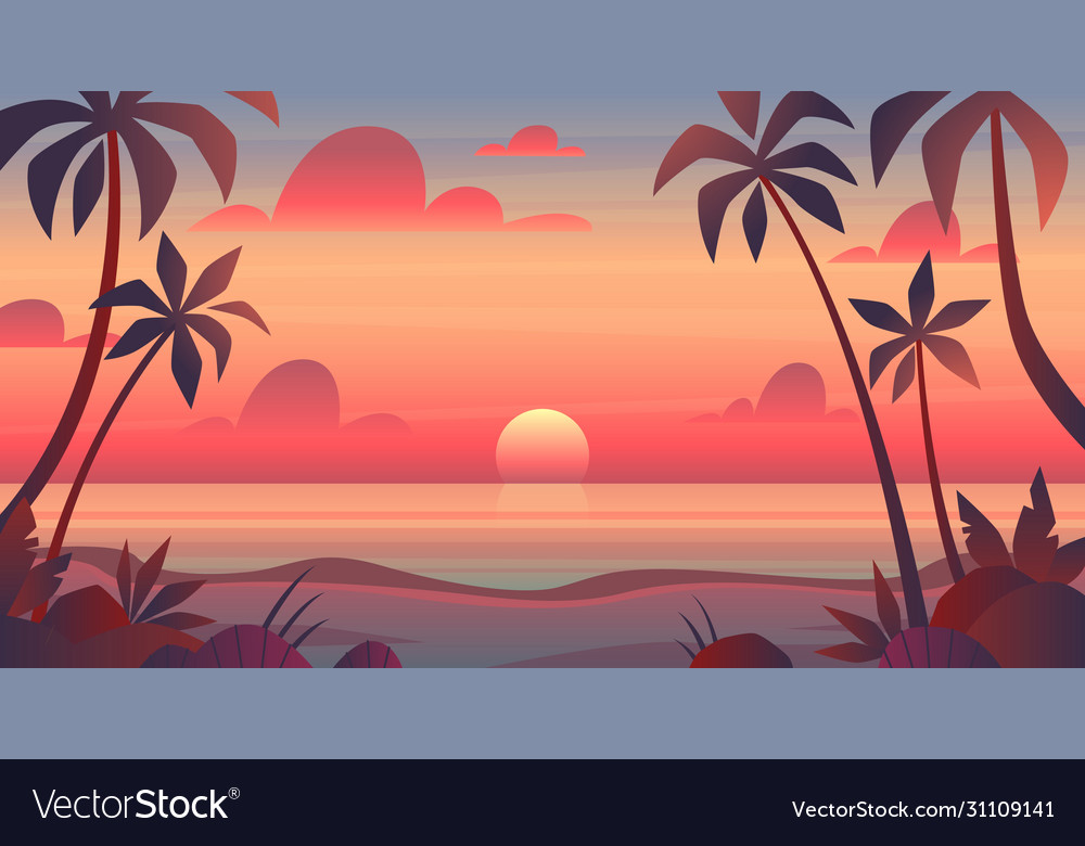 Sea sunset evening or morning view of Royalty Free Vector